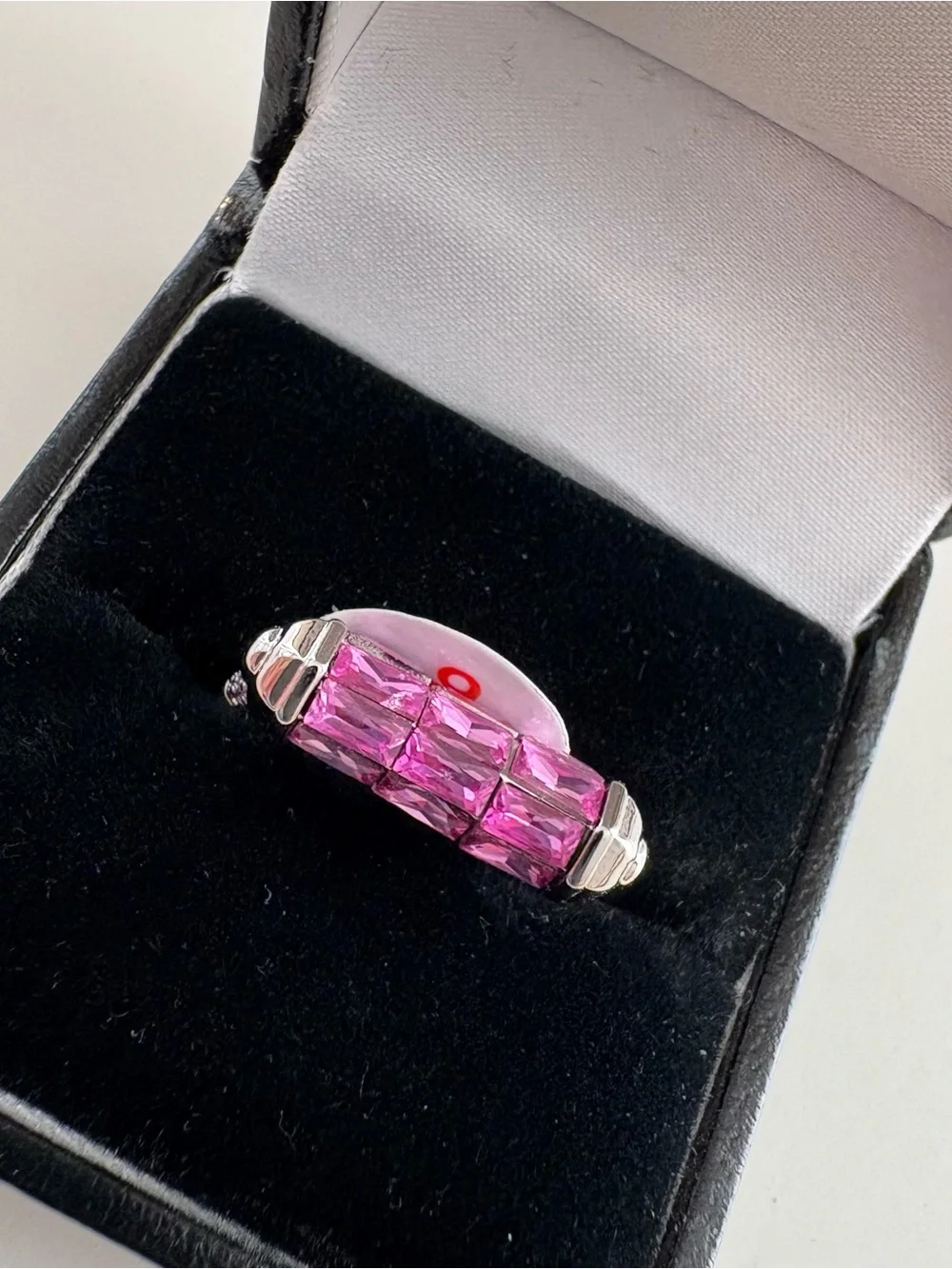 Bomb Party Triple Threat Ring RG88572 Rose Corundum Rhodium Plating